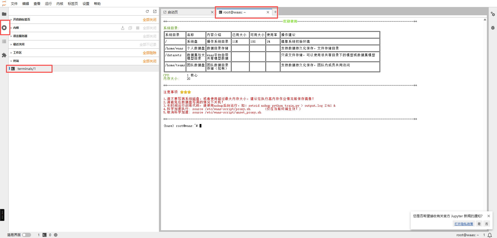 JupyterLab 终端